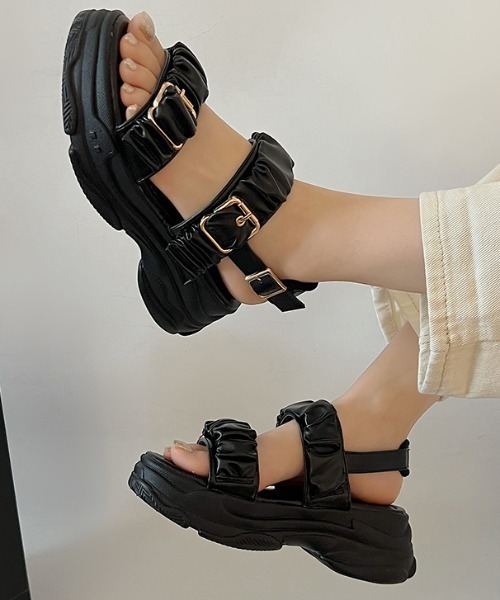 「Shoes in Closet」 フラットサンダル 3L ブラック×ブラック レディース_画像5