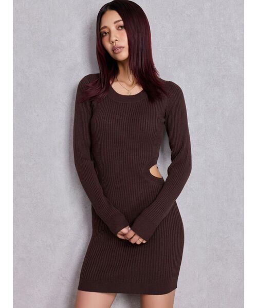 GYDA（ジェイダ） ワンピース LONG SLEEVE SIDE OPEN ニットミニ