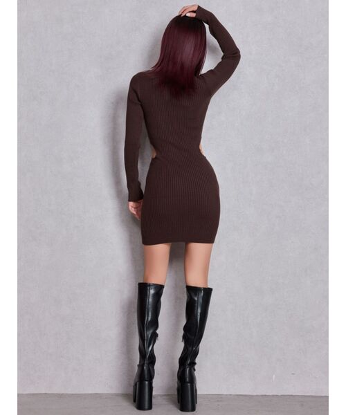 GYDA（ジェイダ） ワンピース LONG SLEEVE SIDE OPEN ニットミニ