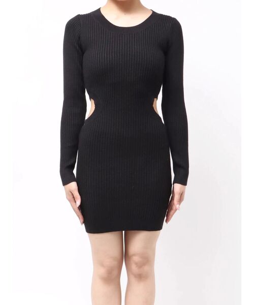 GYDA（ジェイダ） ワンピース LONG SLEEVE SIDE OPEN ニットミニ