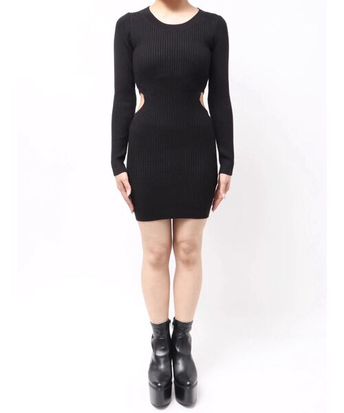 GYDA（ジェイダ） ワンピース LONG SLEEVE SIDE OPEN ニットミニ