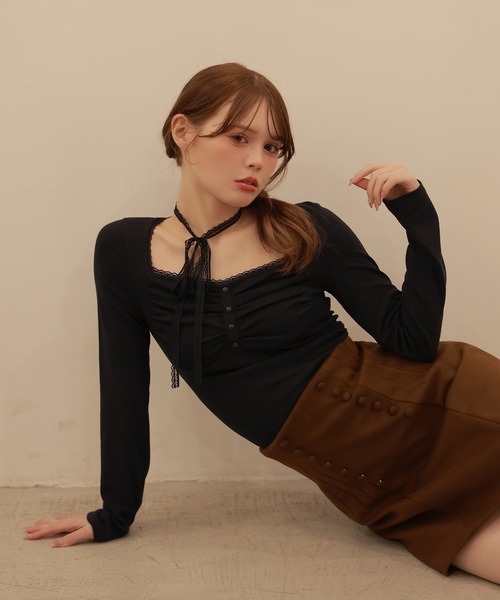 トップス melt the lady logo choker tops M DOLLY tシャツ lace choker carina tops/レースチョーカークラリーナ