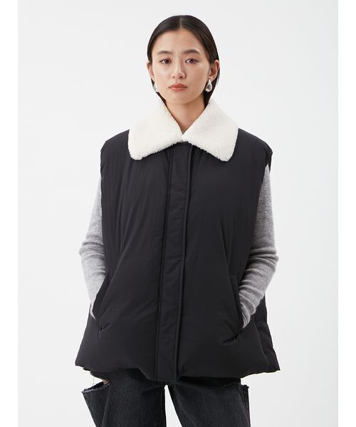 Mila Owen（ミラオーウェン） ダウンベスト ベスト ボア衿リサイクル