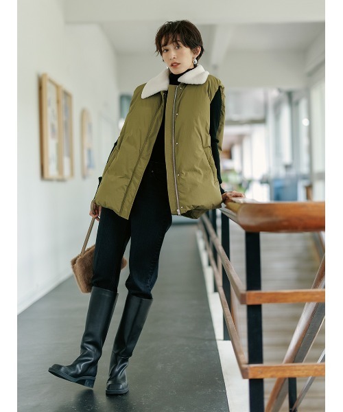 Mila Owen（ミラオーウェン） ダウンベスト ベスト ボア衿リサイクル