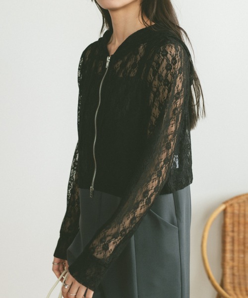 「VANNIE U」 ジップアップパーカー FREE ブラック レディース_画像6