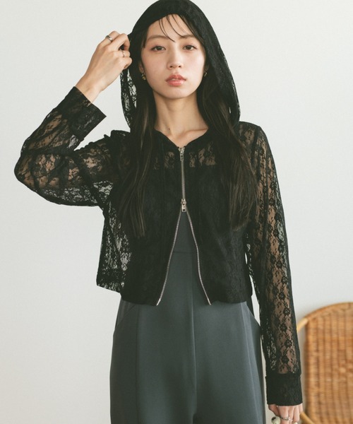 「VANNIE U」 ジップアップパーカー FREE ブラック レディース_画像7