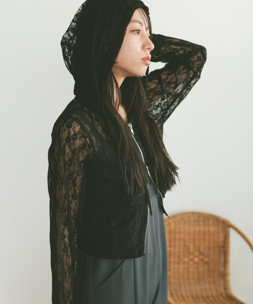 「VANNIE U」 ジップアップパーカー FREE ブラック レディース_画像8