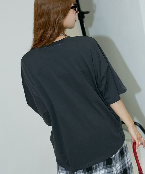 「PUBLUX」 半袖Tシャツ フリ- ブルー レディース_画像5