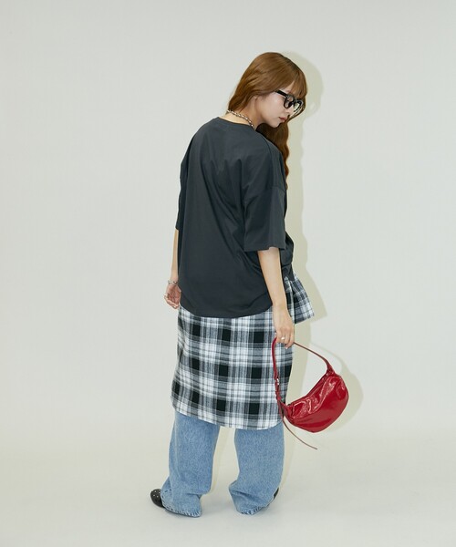「PUBLUX」 半袖Tシャツ フリ- ブルー レディース_画像8