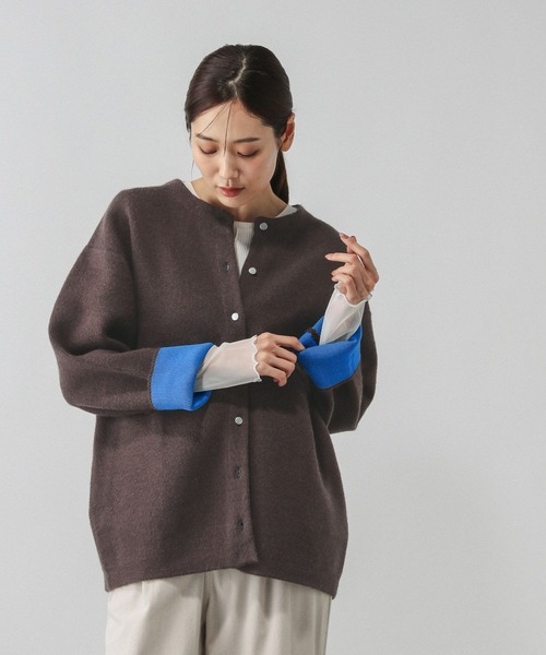 GLOBAL WORK（グローバルワーク） カーディガン バイカラーニットブル
