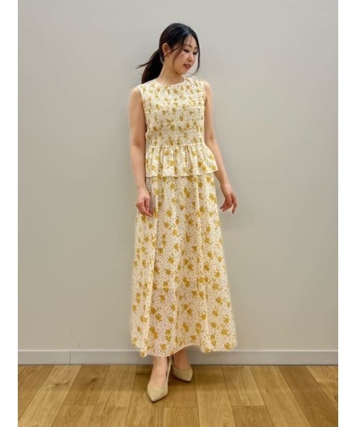 ANAYI（アナイ） ワンピース フラワードットプリントスモッキング