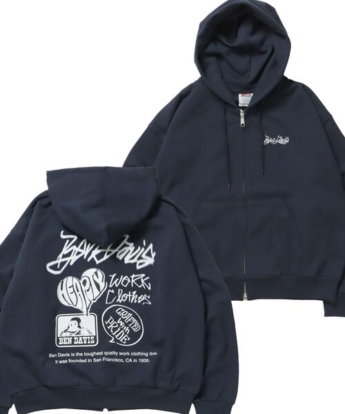 BEN DAVIS（ベンデイビス） パーカー 「」TAGGING JERSEY ZIP HOODY