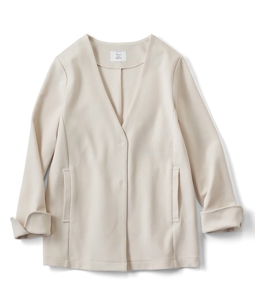 「Live in comfort」 ノーカラージャケット X-LARGE アイボリー レディース_画像3