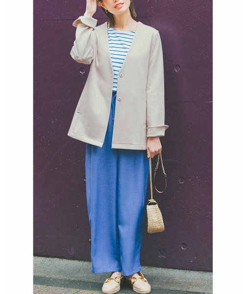 「Live in comfort」 ノーカラージャケット X-LARGE アイボリー レディース_画像6