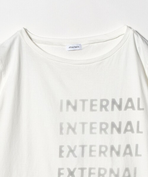 attisessionワンショルダー ロゴプリントTシャツ ホワイト ATTISESSION（アティセッション） tシャツ 半袖 「ATTISESSION」ビック