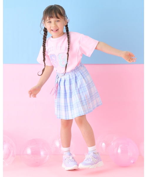【新品未使用】mezzo piano スカート mezzo piano スカート チャームつき チェックプリーツスカパン キッズ