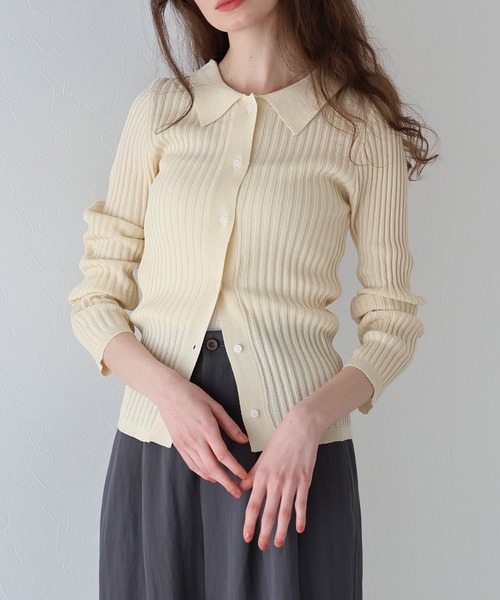 「J by blue」 ニットカーディガン MEDIUM アイボリー レディース_画像3
