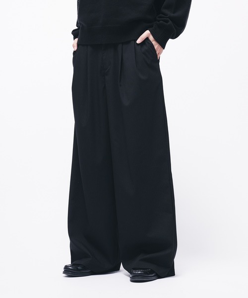 「Adoon plain」 スラックス MEDIUM チャコールグレー メンズ_画像2