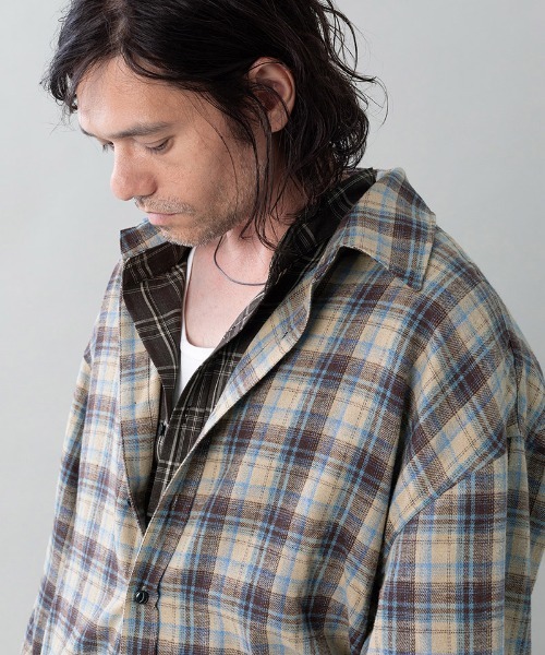 シャツ ms6557-DOUBLE-SHIRTS レイヤードシャツ(616710) メンズの画像