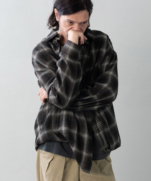 シャツ ms6557-DOUBLE-SHIRTS レイヤードシャツ(616710) メンズの画像