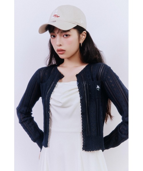 LILY BROWN 長袖カーディガン ブラック LILY BROWN（リリーブラウン） カーディガン Lilyモチーフコットン