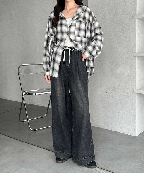 「GeeRA」 デニムパンツ LARGE サックスブルー レディース_画像7