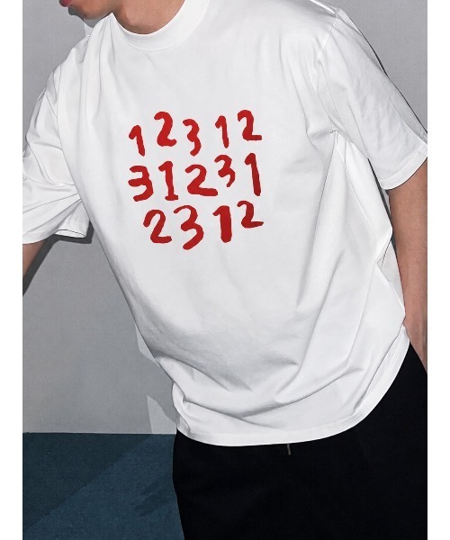 FreeZone tシャツ ハンドライティングナンバープリント オーバーサイズ