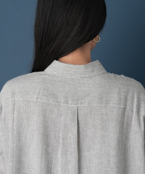「GEVACO」 シャツワンピース MEDIUM ネイビー レディース_画像2