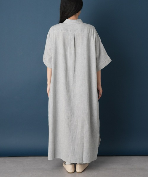 「GEVACO」 シャツワンピース MEDIUM ネイビー レディース_画像4