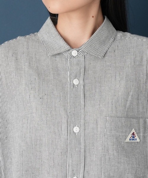 「GEVACO」 シャツワンピース MEDIUM ネイビー レディース_画像5