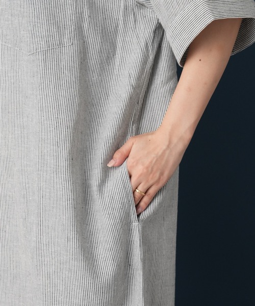 「GEVACO」 シャツワンピース MEDIUM ネイビー レディース_画像8