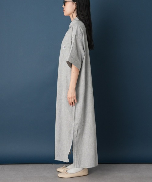 「GEVACO」 シャツワンピース MEDIUM ネイビー レディース_画像9