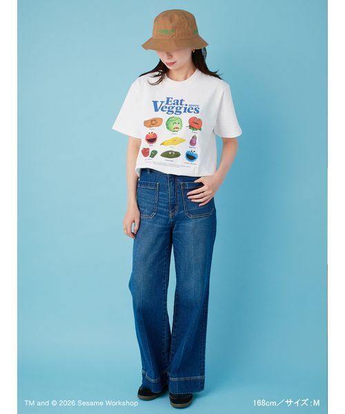 「SESAME STREET」 半袖Tシャツ L ブルー レディース_画像7