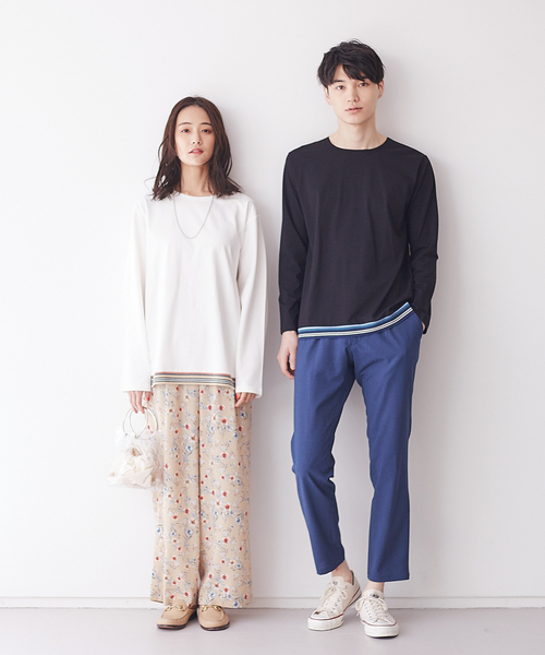 ABAHOUSE tシャツ 圧着クルー ライントリム ロングスリーブT ABAHOUSE tシャツ 圧着クルー ライントリム ロングスリーブT