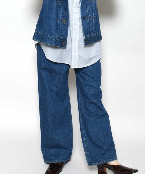 新品 Attick by Johnbull 別注ワイドデニム ダメージ Attick by Johnbull/アティック バイ ジョンブル】ダメージ