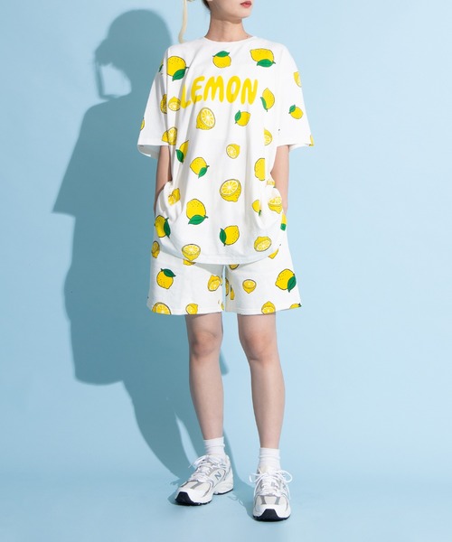 PUNYUS tシャツ フード総柄Tシャツ(NINJIN・LEMON・EDAMAME