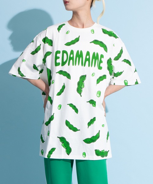 PUNYUS tシャツ フード総柄Tシャツ(NINJIN・LEMON・EDAMAME