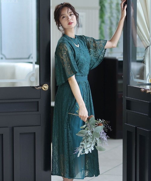 ドレス ハイネックパーティードレス大きいサイズ半袖 ミモレ丈結婚式フォーマル Zozotown Yahoo 店 通販 Yahoo ショッピング
