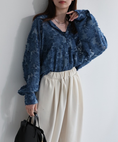 シャツ/ブラウス(長袖/七分) Acka flower jacquard blouse flower jacquard blouse – Acka online store