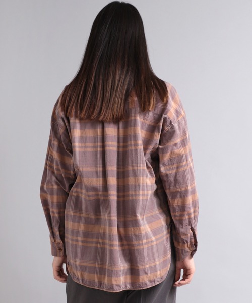 ブラウス シャツ B2738 ４０/-ムラ糸コットンチェックシャツ レディース RNA-N ブラウス シャツ B2738 40/-ムラ糸コットンチェック
