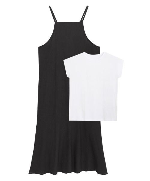 Pierrot ワンピース インナーセットリネン混キャミワンピース