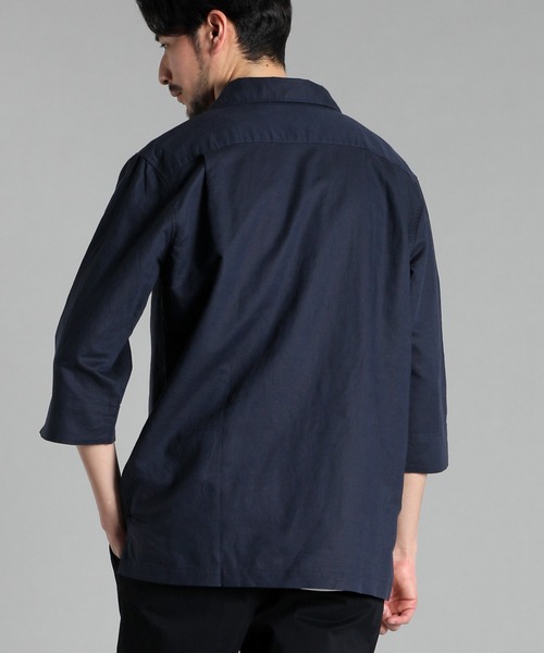 ランバンオンブルー リネン混スキッパーシャツ 綿 麻 7分袖 24ss 白系 コットン/リネン素材 7分袖 スキッパーシャツ – LANVIN en Bleu MENS