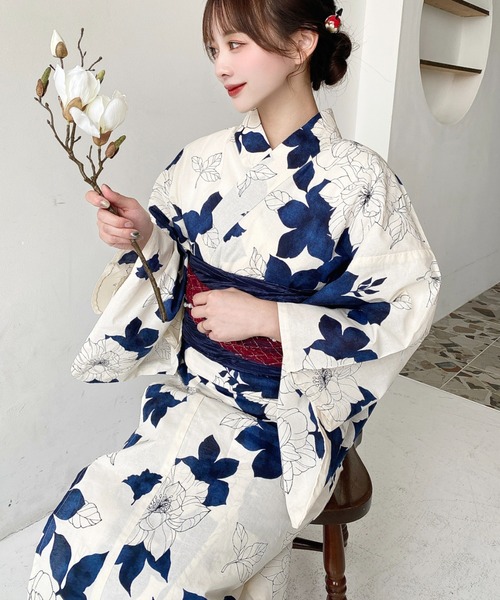 浴衣 浴衣3点セット（ゆかた＋帯2本） レディースの画像