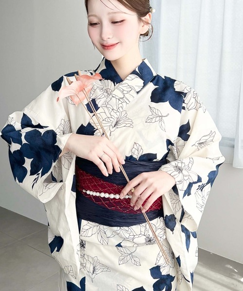 浴衣 浴衣3点セット（ゆかた＋帯2本） レディースの画像