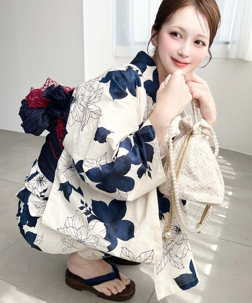 浴衣 浴衣3点セット（ゆかた＋帯2本） レディースの画像