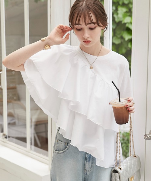 tシャツ 「追加」アシンメトリーフリルTEE レディース JOURNAL STANDARD relume tシャツ 「追加」アシンメトリーフリル