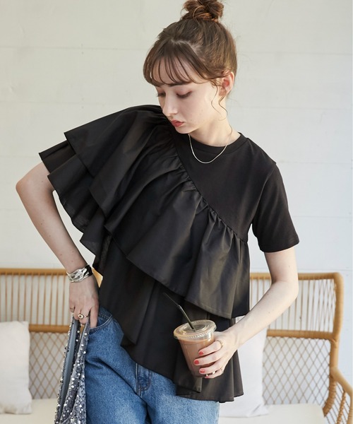 tシャツ 「追加」アシンメトリーフリルTEE レディース JOURNAL STANDARD relume tシャツ 「追加」アシンメトリーフリル