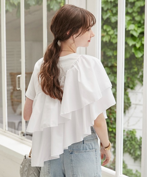 【新品タグ付き】アシンメトリーフリルチュニック ANGIE tシャツ アシンメトリー フリルTEE レディース : ZOZOTOWN