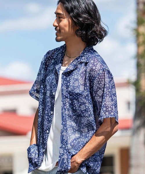 イングランド製　JOHNSON'S オープンカラー　シャツ　長袖　M メンズ イングランド製 JOHNSON'S オープンカラー シャツ 長袖 M メンズ