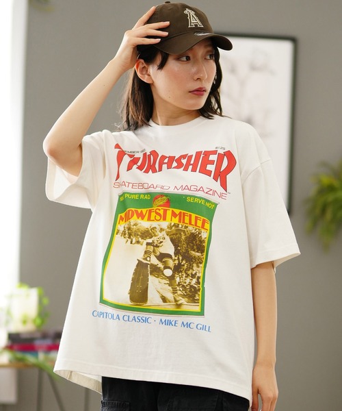 tシャツ Manhattan Portage/マンハッタンポーテージTHRASHERコラボ Tシャツ オーバーサイズ MP-M585 レディース
